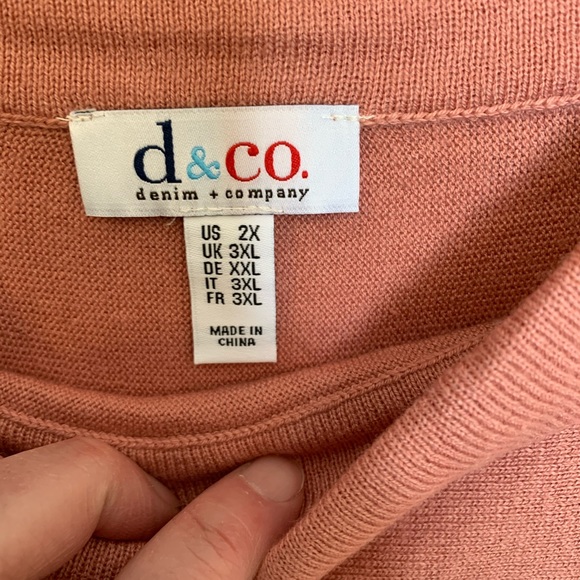 Denim&Co tunic, rose color, sz 2X NWOT - Picture 2 of 5